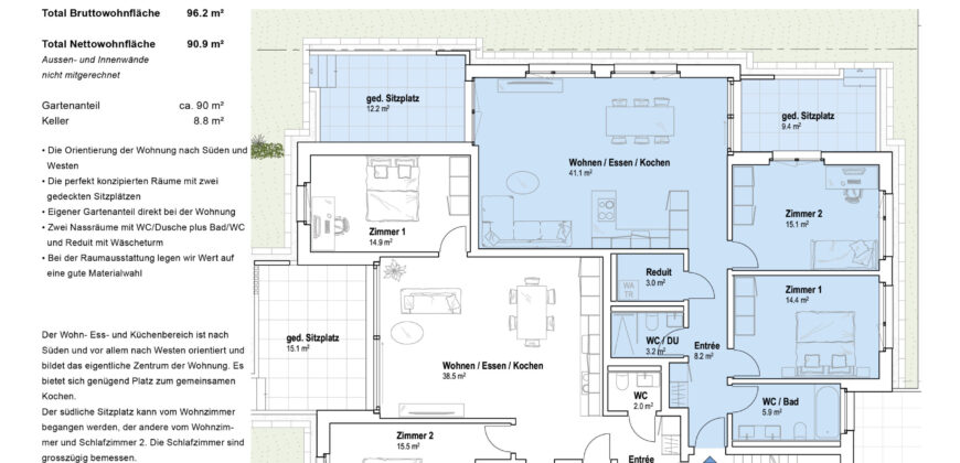 Casa Giardino | 3.5-Zimmer Gartenwohnung 0.4 | EG