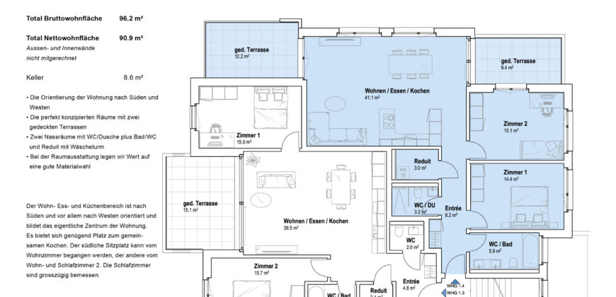 Casa Giardino | 3.5-Zimmer Wohnung 1.4 | 1. OG Südwest