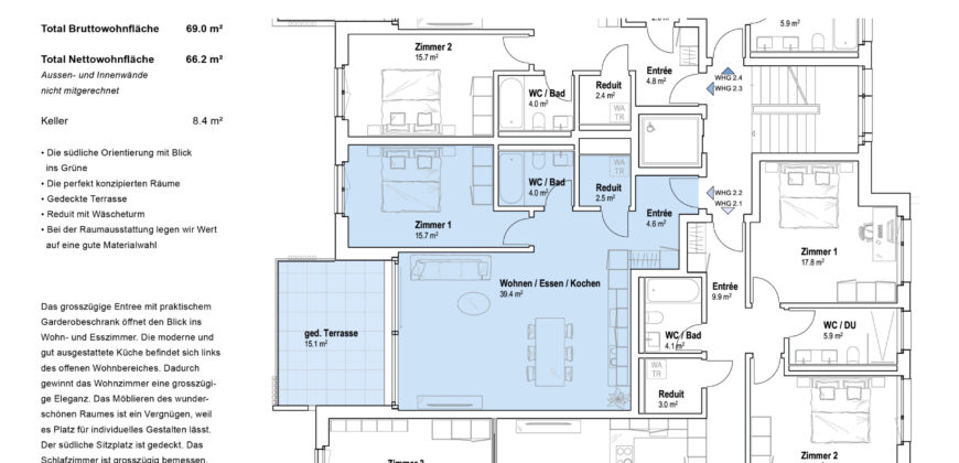 Casa Giardino | 2.5-Zimmer Wohnung 2.2 | 2. OG Süd