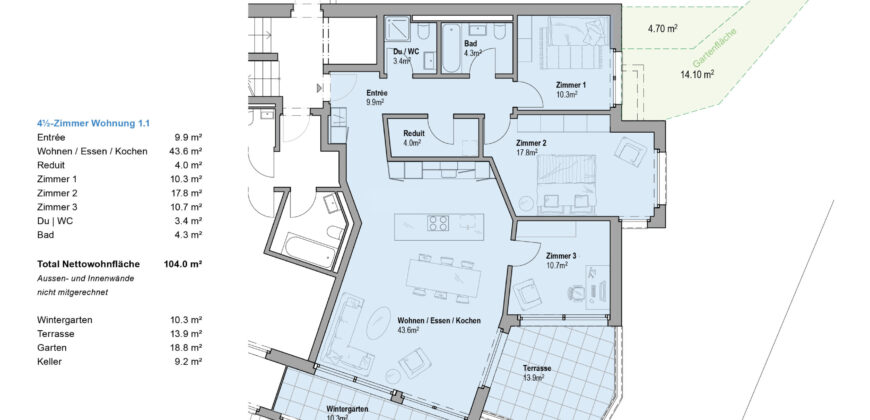 4.5 Zimmerwohnung 1.1 | Residenz Zentaur, Aarau